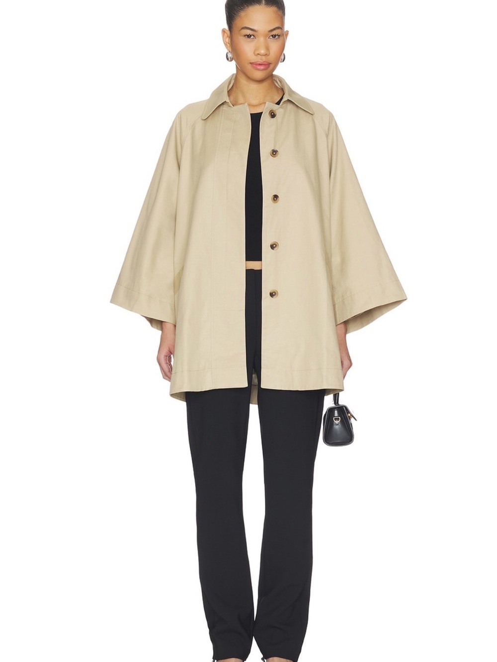 Tularosa Khaki Button-Front Cape Coat